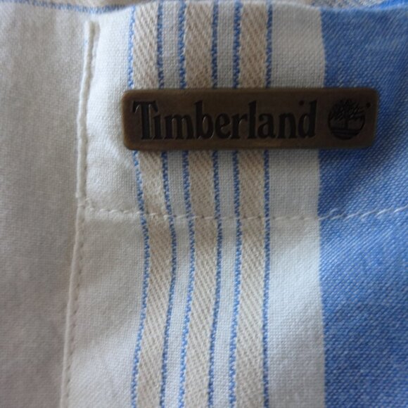 Timberland single stitch men's short sleeve shirt XL blue and cream, like new - Picture 5 of 11